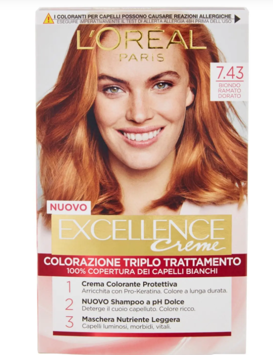 OREAL Crema Colorante Excellence Creme 7.43 Biondo Ramato Dorato